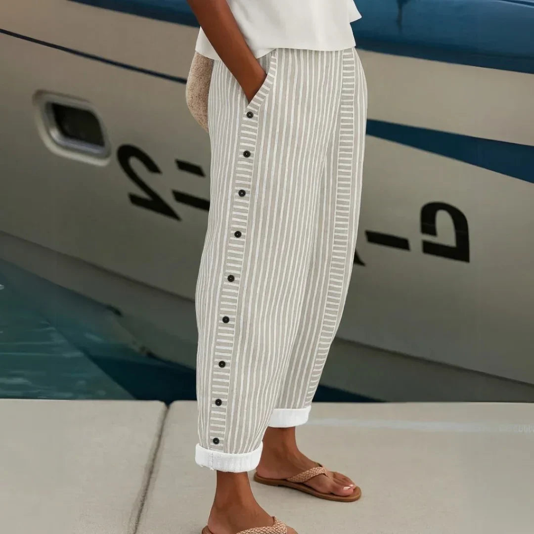 Caitlin | Stylish Striped Button Pants