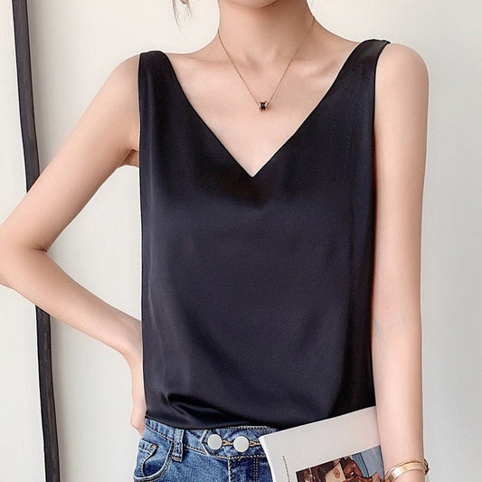 Lily | Women’s Classic Relaxed Fit Draped Satin Tanks