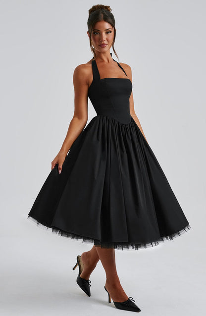 Chloe | Women’s Wedding Guest Halter Midi Dress