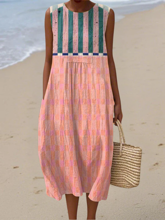 Pamela - Striped Pastel Midi Dress