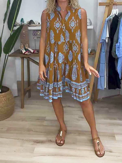 Millie | Women's Boho Printed Sleeveless Mini Dress