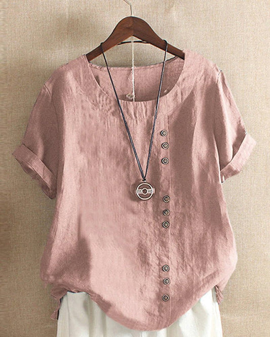 Ella | Women’s Casual Button Detail Linen Blouse