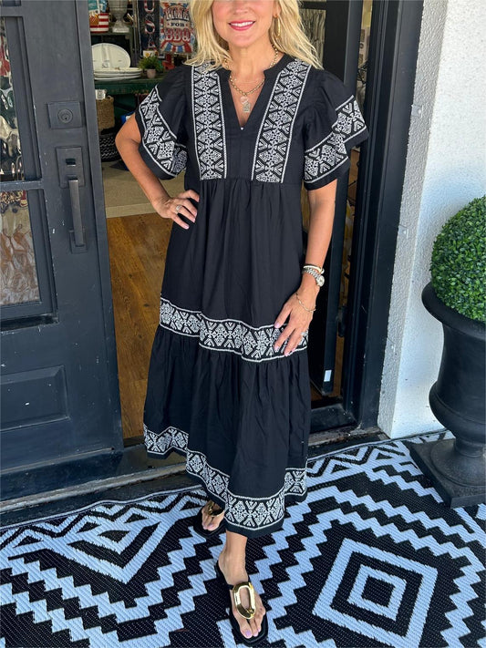 Alice | Women’s Summer Boho V Neck Midi Dress