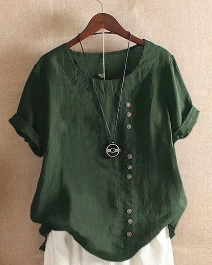 Ella | Women’s Casual Button Detail Linen Blouse