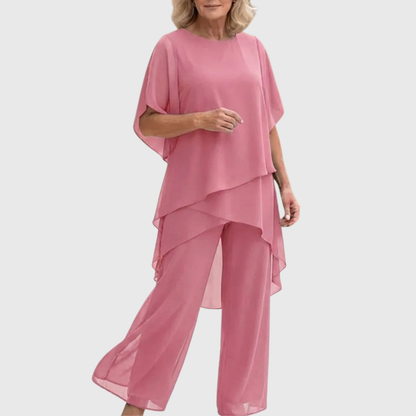 Linda | Suit with draped palazzo pants