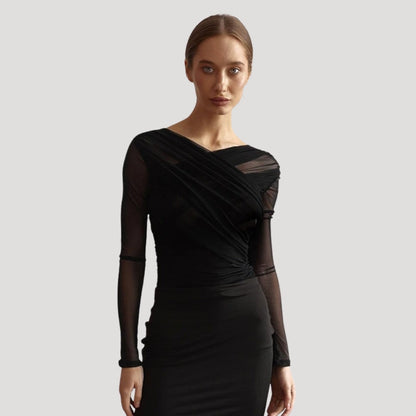 Claire | Women’s Spring Sheer Wrap Long-Sleeve Top