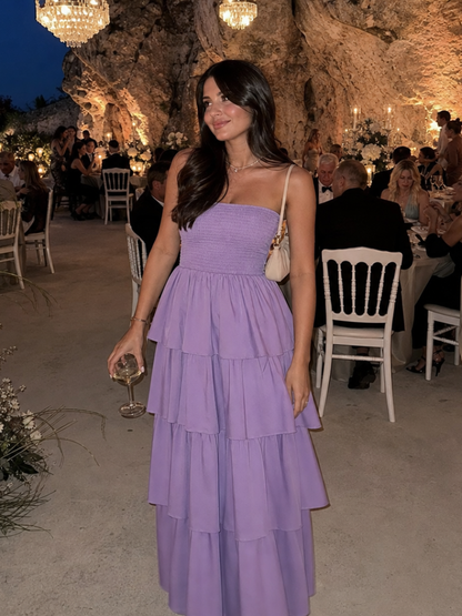 Gemma | Strapless Smocked Bodice Midi Dress
