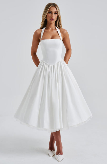 Chloe | Women’s Wedding Guest Halter Midi Dress