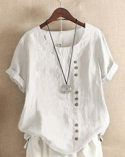 Ella | Women’s Casual Button Detail Linen Blouse