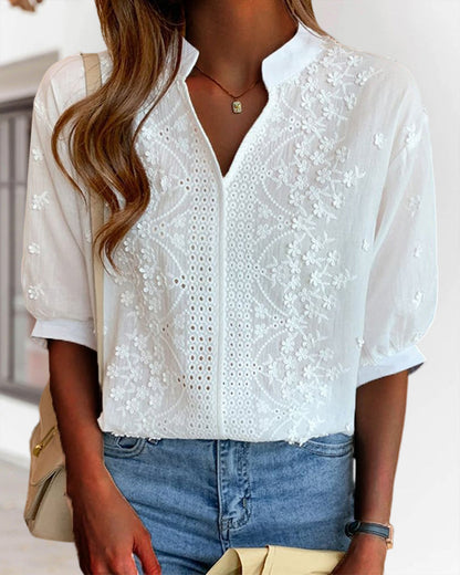 Xavier | Women’s Summer V Neck Puff Sleeve Blouse