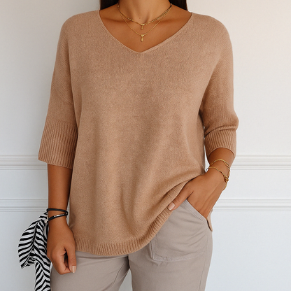 Clara | Women V Neck Short Sleeve Sweater