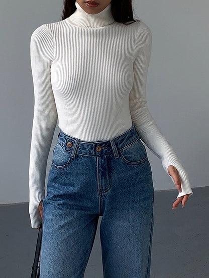 Hailey | Women’s Minimalist Slim Turtleneck Stretch Top