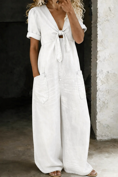 Miya | V Neck Short Sleeve Jumpsuit