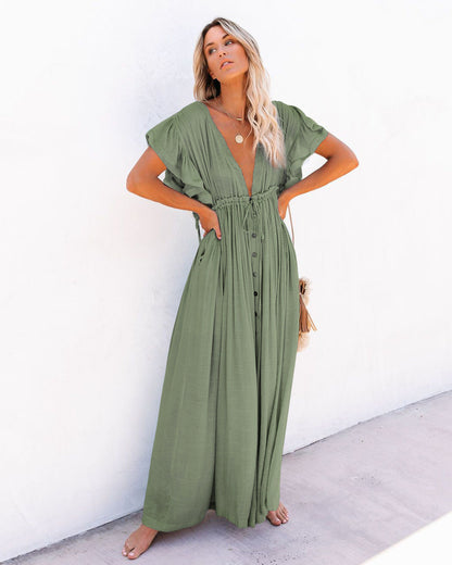 Bethany | Women’s Summer Boho Button Front Maxi Dress