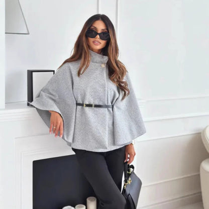 Hattie - Cozy High Neck Buttoned Cape