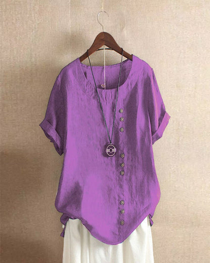 Beatrice | Women Button Detail Casual Short Sleeve Blouse