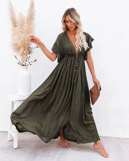 Bethany | Women’s Summer Boho Button Front Maxi Dress