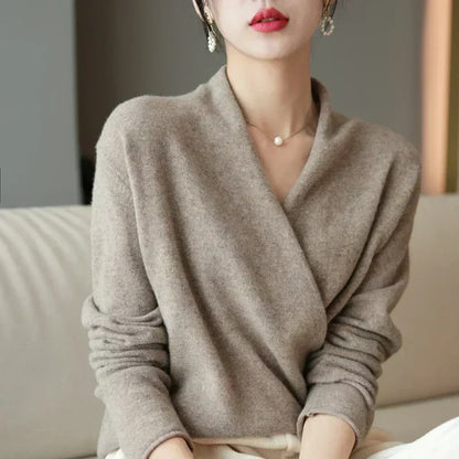 Mabel | Women’s Spring Wrap Neck Knit Top