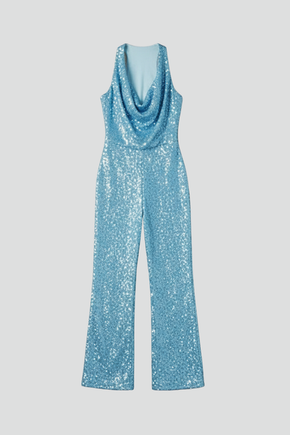 Lauren | Women’s Halter Neck Textured Wide-Leg Jumpsuit