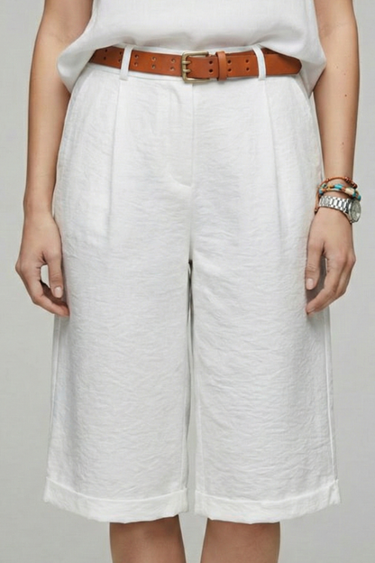 Hannah | Women’s High Waist Tailored Casual Cuffed Shorts