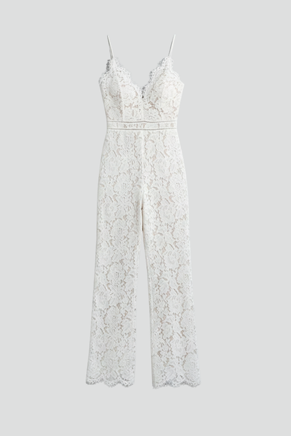 Emily | Women’s Sleeveless Lace V-Neck Wide-Leg Jumpsuit