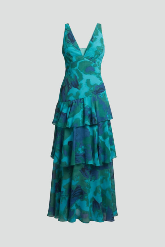 Gabriella | Women’s V-Neck Tiered Skirt Maxi Dress