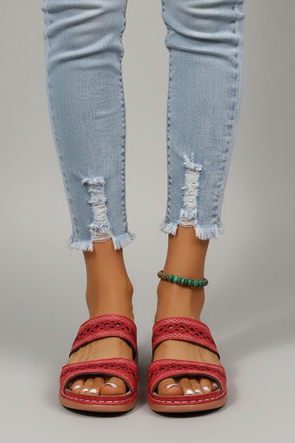 Jacklyn | Women’s Slide Sandals with Dual Straps and Decorative Cutouts
