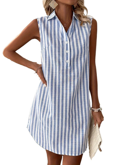 Frenzi - Striped Shirt Dress