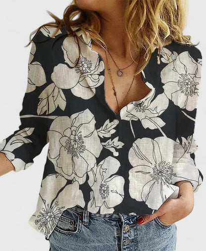 Faith | Women’s Linen V Neck Button Blouse