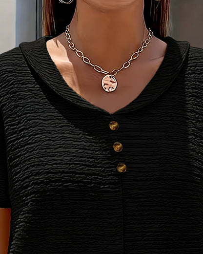 Barbara|Collar T-Shirt with Buttons