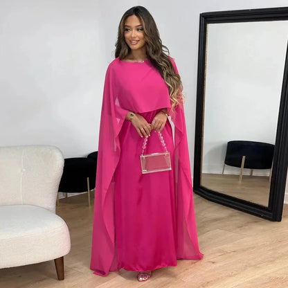 Lily | Women's Wedding Guest Cape Maxi Dress