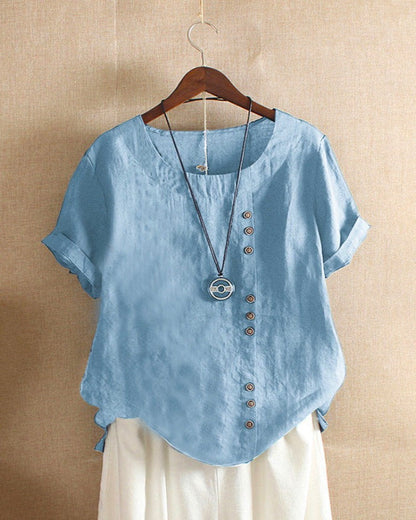 Beatrice | Women Button Detail Casual Short Sleeve Blouse