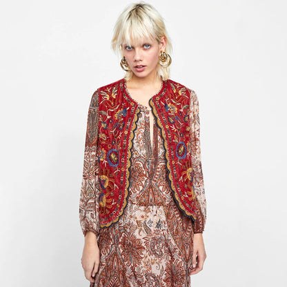 Eleanor | Women’s Boho Floral Open Front Vest Design