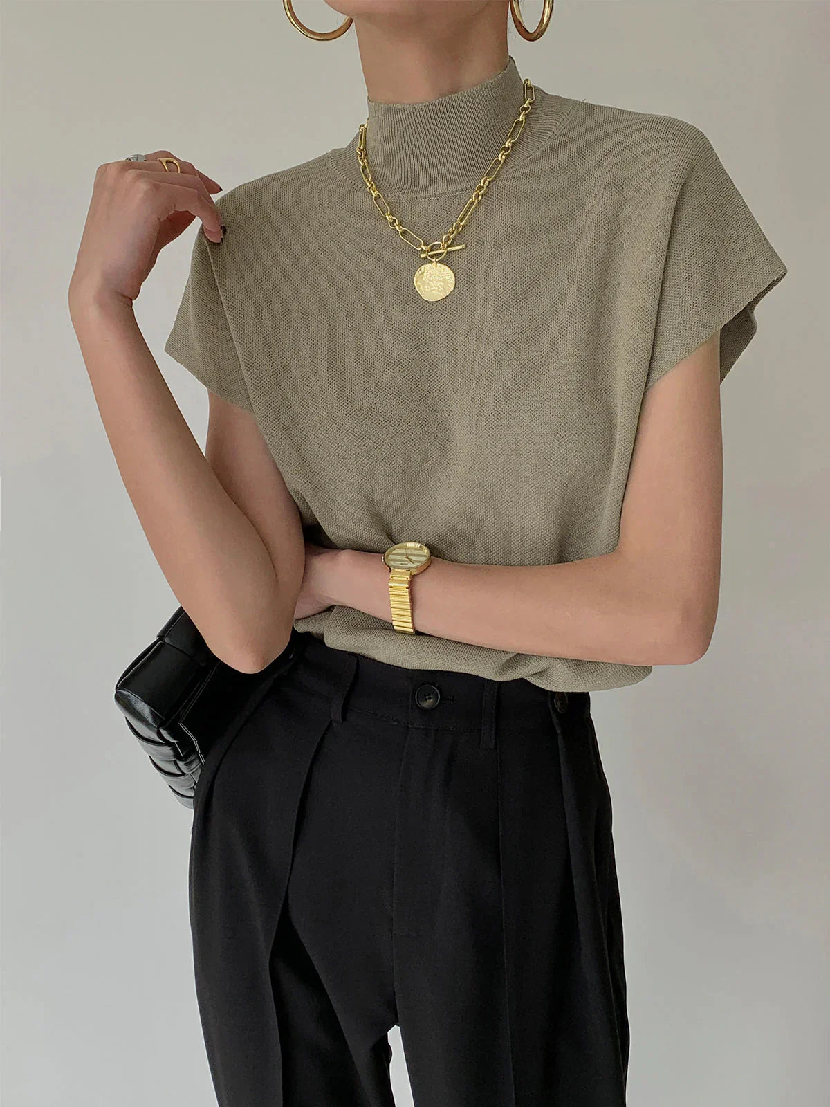 Claire | Women's Mock Neck Short Sleeve Casual Top