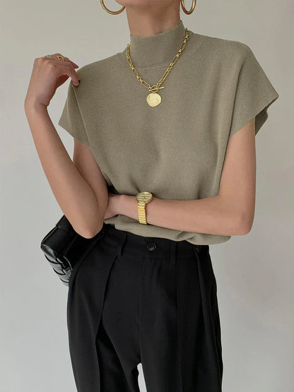 Claire | Women's Mock Neck Short Sleeve Casual Top