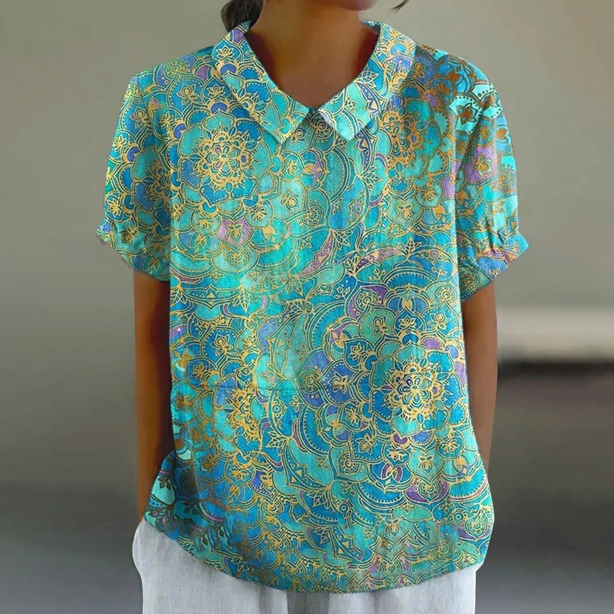 Saira | Women's Turquoise Paisley Print Blouse