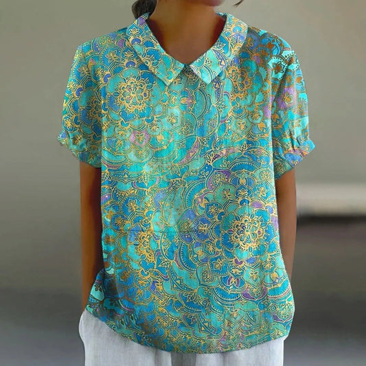 Saira | Women's Turquoise Paisley Print Blouse