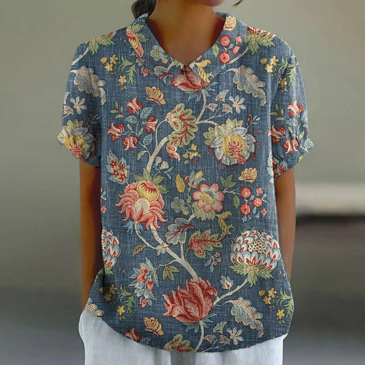 Saskia | Women's Chinoiserie Floral Print Blouse