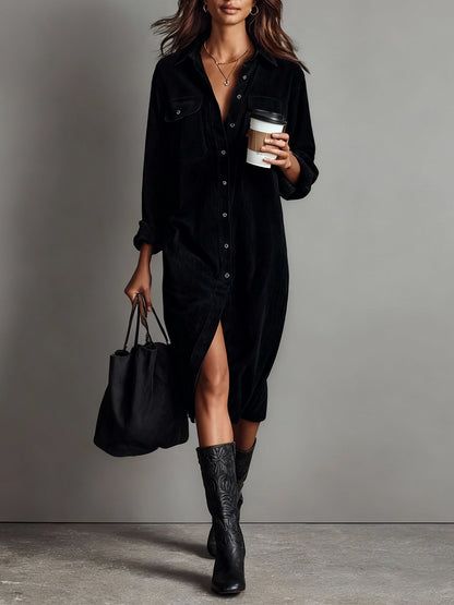 Jacklyn | Women's Button Front Long Sleeve Midi Dress