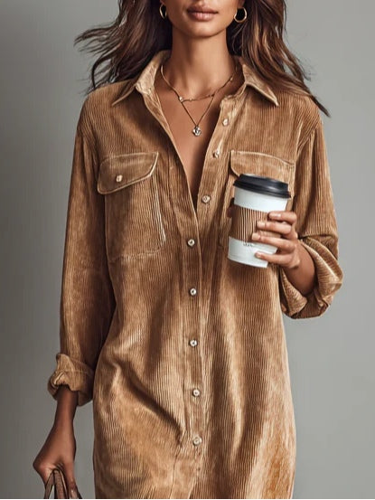 Jacklyn | Women's Button Front Long Sleeve Midi Dress