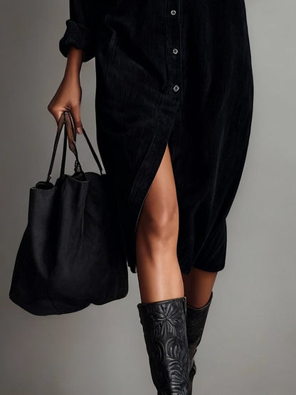 Jacklyn | Women's Button Front Long Sleeve Midi Dress