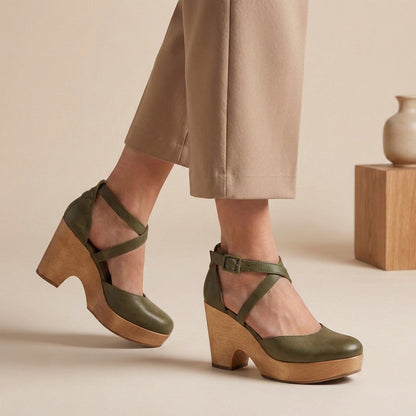 Alice | Womens Block Heel Strap Platform Heels