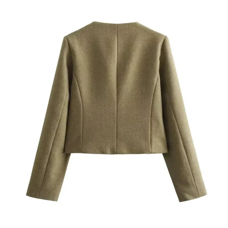 Brooklyn | Women's Cropped Button Front Bomber Jacket