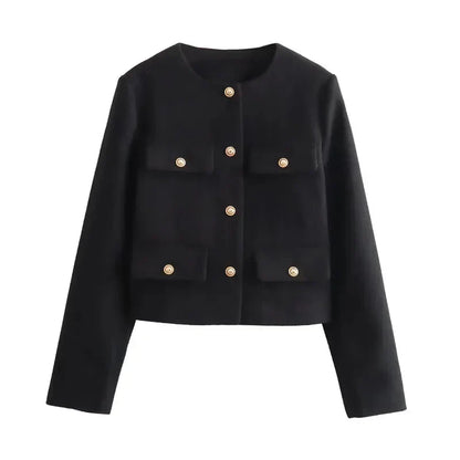 Brooklyn | Women's Cropped Button Front Bomber Jacket