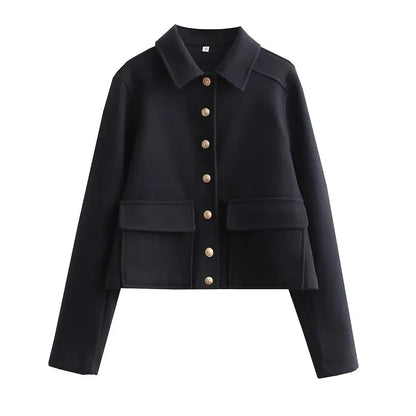 Claire | Women's Cropped Button Front Bomber Jacket