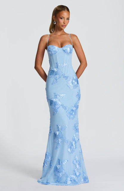 Audrey | Women's Floral Embroidered Maxi Wedding Guest Dress