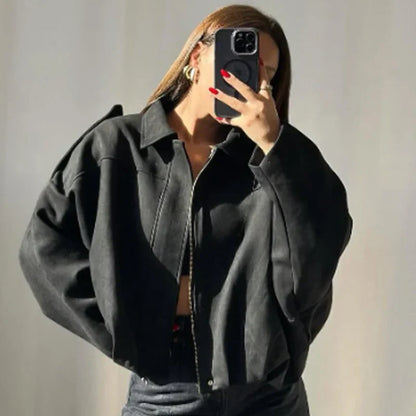 Addison | Women's Cropped Zip Up Bomber Jacket