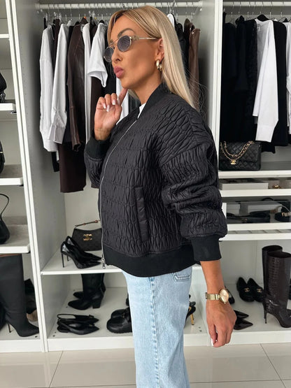 Clara | Women's Quilted Zip Up Bomber Jacket