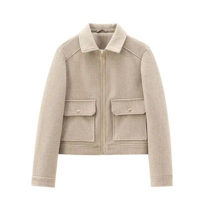 Beatrice | Women's Cropped Zip Up Bomber Jacket