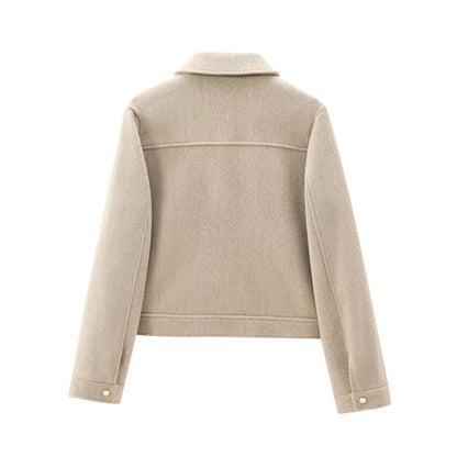 Beatrice | Women's Cropped Zip Up Bomber Jacket